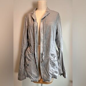 Rundholz DIP light grey zip up ruffled runched blazer jacket lightweight sz xs
